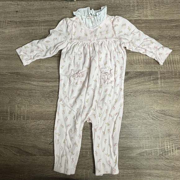 Ralph Lauren Other - Ralph Lauren Baby Girl Embroidered Pink Floral Long Sleeve One Piece Outfit 6 M